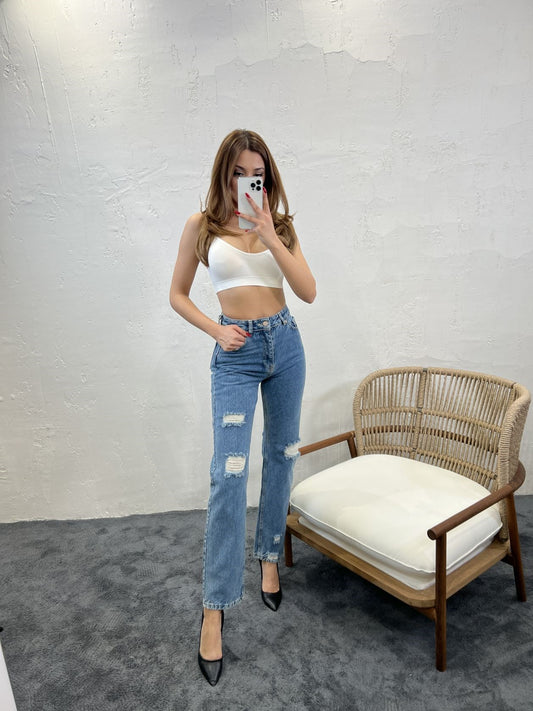 6025 KOT PANTOLON-MAVİ