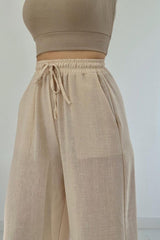 Fuşya Keten Pantolon