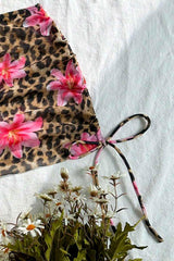 Leopar Zambak Baskılı Pareolu Bikini Takım M-9035