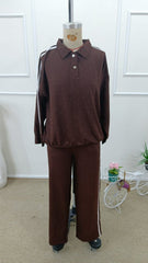 Kadın Uzun Kollu Yakalı şerit Detaylı Viskon Iki Iplik Bluz Ve Pantolon Ikili Takım