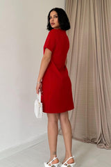 Mavi Kısa Kol Atlas Mini Elbise