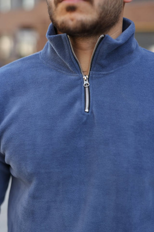 Erkek Zip Yaka Beli Lastikli Polar