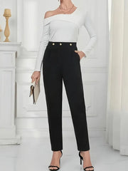 Kadın Yüksek Bel önden Düğmeli Ithal Krep Pantolon