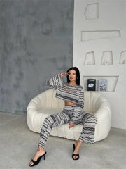 FİLE DANTEL BLUZ - YIRTMAÇLI PANTOLON TAKIM - Bej