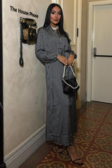 Ethereel Desenli Saten Elbise 2638-8