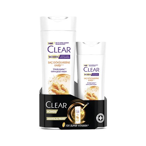 Clear Women Kepeğe Karşı Etkili Şampuan Saç Dökülmesine Karşı 350 Ml + 180 Ml