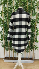 Kadın Uzun Kollu Ekoseli önden Düğmeli Dokuma Uzun Gömlek