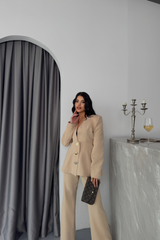 TASARIM CEKET-PANTOLON TAKIM METAL DÜĞME DETAYLI - Bordo