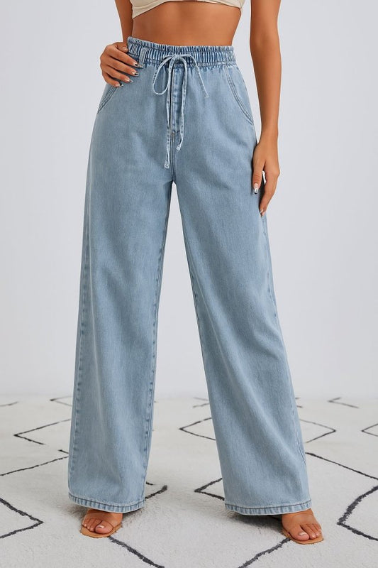 Kadın Yüksek Bel Ispanyol Paça Kot Pantolon