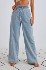 Kadın Yüksek Bel Ispanyol Paça Kot Pantolon