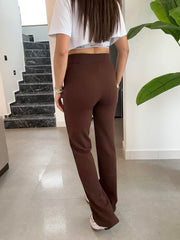 Kadın Yüksek Bel Full Likralı Krep Kumaş Pantolon