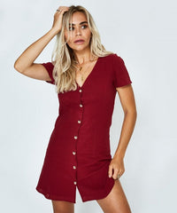 Kadın Kısa Kollu V Yaka önü Düğmeli Viskon Elbise