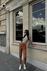 SÜET PANTOLON PENSLİ - Taba