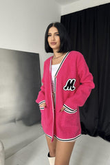 Mavi Şeritli Bukle Hırka