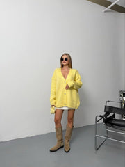 Kadın şardonlu Uzun Triko Hırka