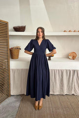 Bebe Mavi Müslin Uzun Elbise