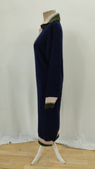 Kadın Uzun Kollu Yakalı çok Renkli Triko Uzun Elbise