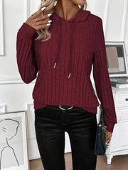 Kadın Uzun Kollu Kapşonlu Bağcıklı şardonlu Kaşkorse Bluz