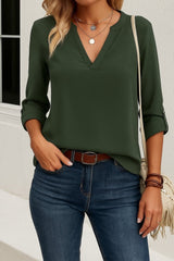 Kadın Uzun Kollu V Yakalı Ithal Krep Bluz