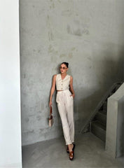 BEL LASTİK DETAYLI MODAL KUMAŞ PANTOLON - Fuşya