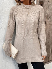 Kadın Uzun Kollu Yarı Balıkçı Yaka Triko Bluz