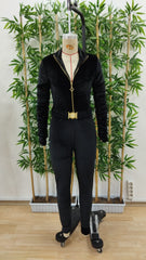 Kadın Uzun Kollu önden Fermuar Detaylı Kemerli Kadife Tulum