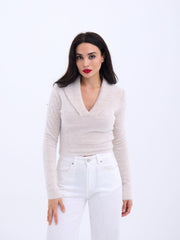 42531 TRİKO SİMLİ YAKALI CROP-ANTRASİT