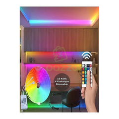 5m 16 Renk 4 Fonksiyonlu Esnek Şerit Neon Led