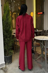 Palazzo Pantolonlu Çizgili Takım 10092