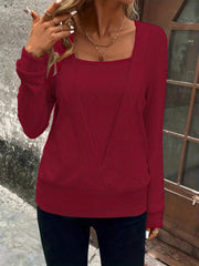 Kadın Uzun Kollu Kruvaze Yaka Kol Ve Etek Ucu Manşet Detay Yumoş Bluz