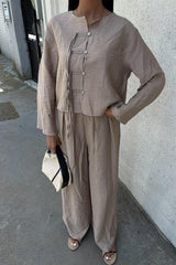 Önü İnce Kordon Detaylı Ve Double Paça Pantolonlu Takım 10180