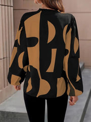 Kadın Uzun Kollu V Yakalı Desenli Modal Bluz