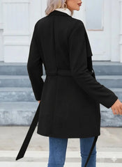 Kadın Uzun Kollu Boyundan Düğmeli Fermuarlı Beli Kuşaklı Süet Ceket