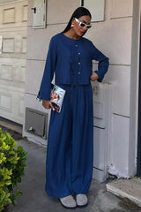 Önü İnce Kordon Detaylı Ve Double Paça Pantolonlu Takım 10180