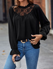 Kadın Uzun Kollu Dantelli Salaş Sandy Bluz