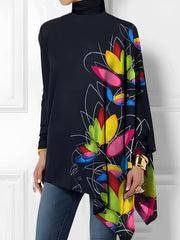 Kadın Uzun Kollu Balıkçı Yaka Asimetrik Kesim Mikro Bluz