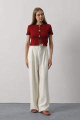 Pileli Bağcıklı Oversize Pantolon - Siyah