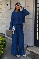 Önü İnce Kordon Detaylı Ve Double Paça Pantolonlu Takım 10180