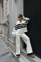 Cerly Çizlili Triko Pantolon Kazak Takım 9977