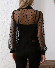 Kadın Uzun Kollu Yakalı şeffaf Tül Detaylı Ve Viskon Atlet Ikili Takım