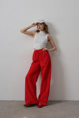 Beli Bağlamalı Brode Pantolon - Saks