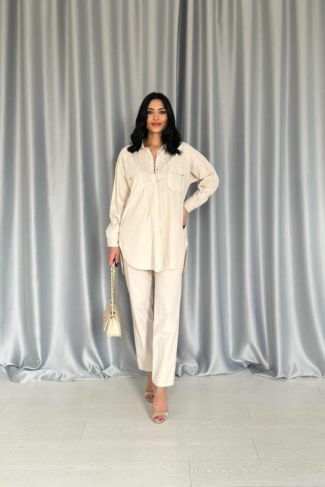 Fuşya Gömlek Ve Çıtçıtlı Pantolon Takım