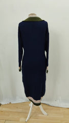 Kadın Uzun Kollu Yakalı çok Renkli Triko Uzun Elbise