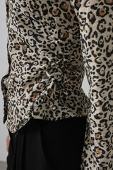 Yanları Büzgülü Leopar Gömlek - Leopar