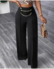 Kadın Beli Zincir Detay Ithal Krep Pantolon