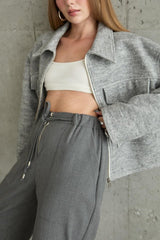 Siyah Önden Fermuarlı Pantolon