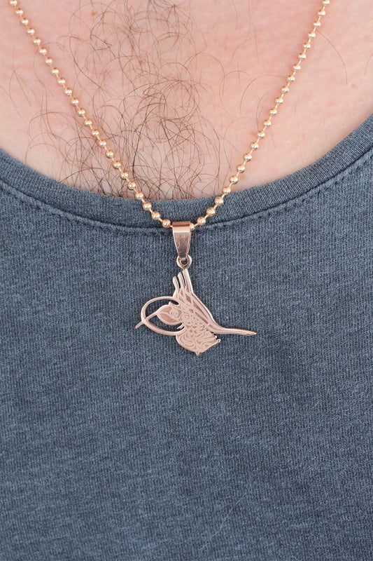 Rose Renk Metal Tuğra Figürlü Erkek Kolye