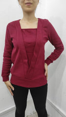 Kadın Uzun Kollu Kruvaze Yaka Kol Ve Etek Ucu Manşet Detay Yumoş Bluz