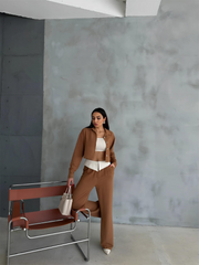 KETEN GÖMLEK-CROP-SALAŞ PANTOLON TAKIM - Mint