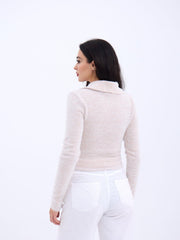 42531 TRİKO SİMLİ YAKALI CROP-ANTRASİT
